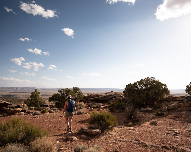 Person going on hike in the desert