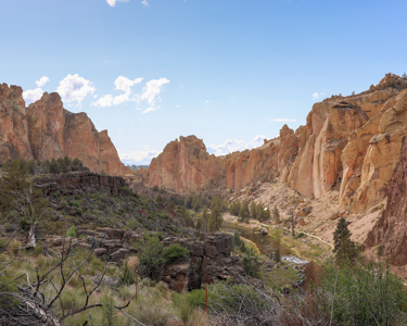 Outdoor landscape with large rock walls