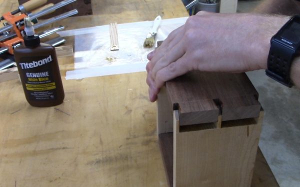 gluing up a dovetail box