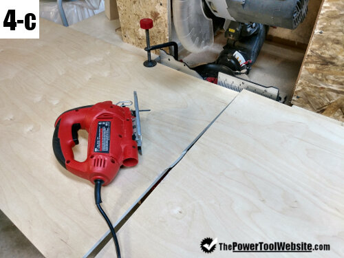 Finishing wide crosscut with jig saw for the table saw sled base