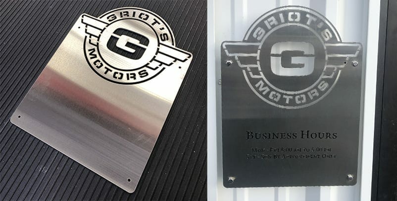 Laser-cut sign for Griot's Motors